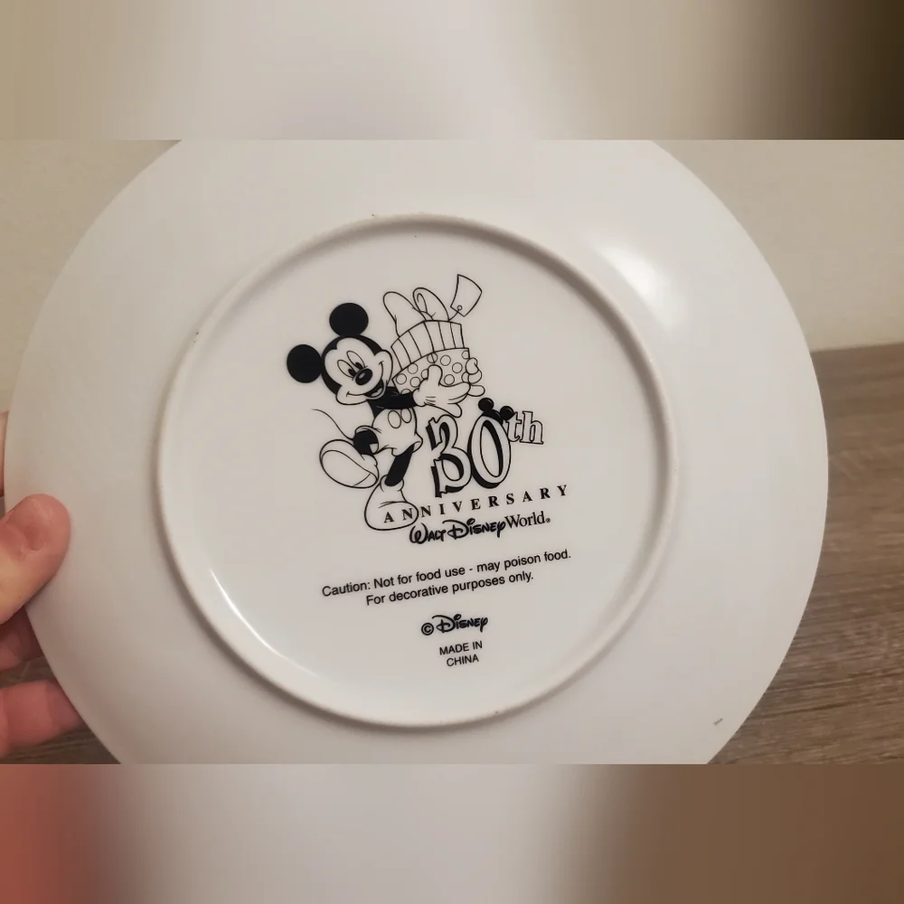 Disney 30th Anniversary Celebration Plate with Blue and Yellow